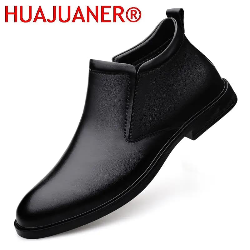 Chelsea Boots Men's Short Boots Black Genuine Leather Spring Autumn Casual Dress formal shoes men's snow boots luxury brand
