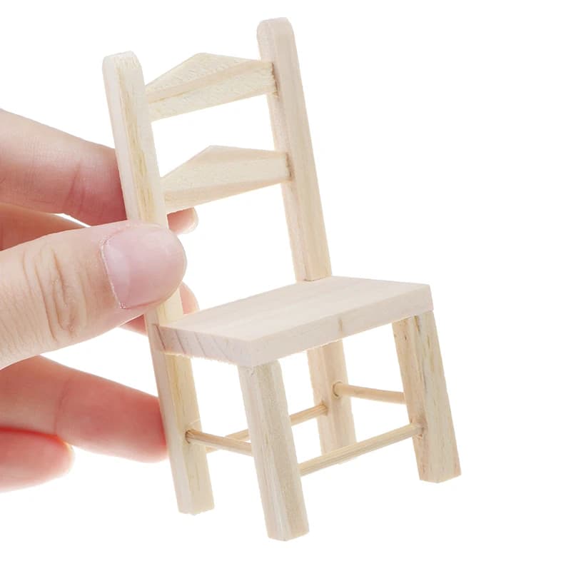 1:12 Casa delle bambole in miniatura Sedia da cucina in legno Modello Accessori per mobili per la decorazione della casa delle bambole Bambini Giochi di imitazione Giocattoli Regalo