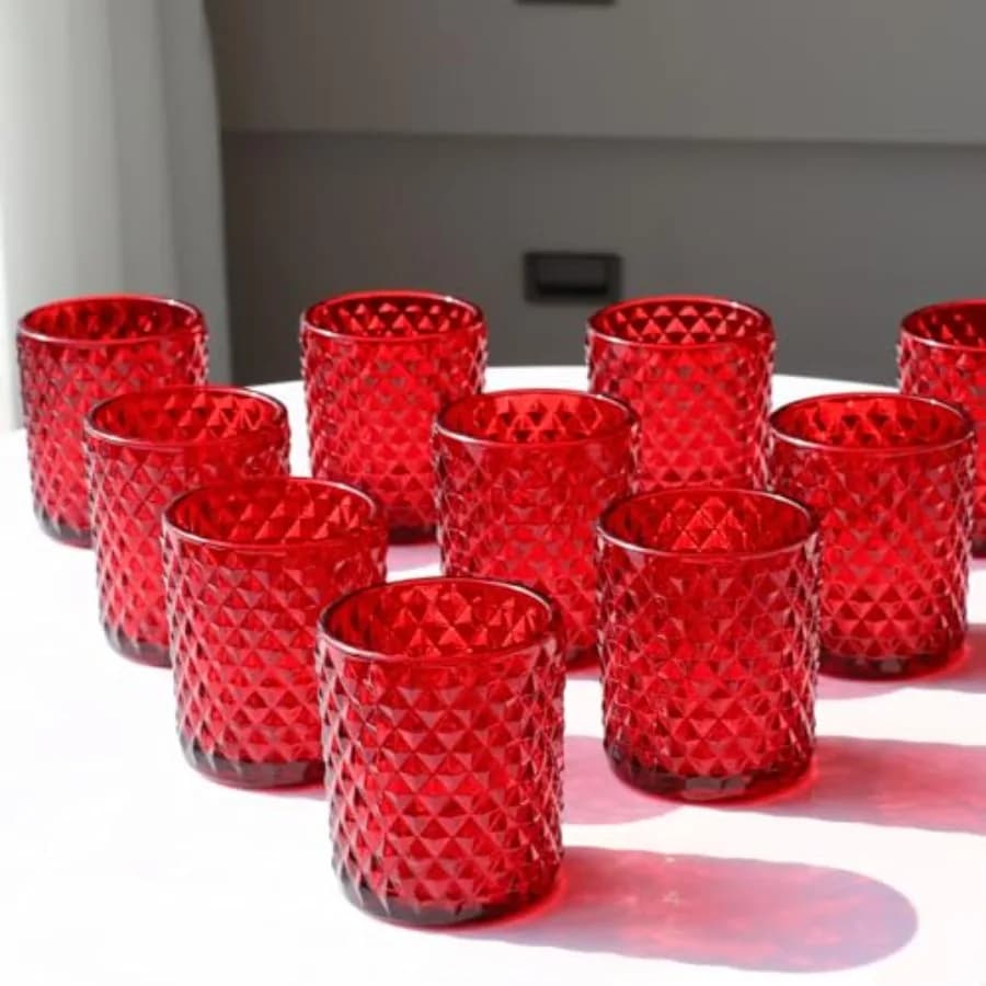 Portacandele per Candele Votive/Tealight, Portacandele Votivo per Arredamento Boho, Portacandele in Vetro per Tea Light