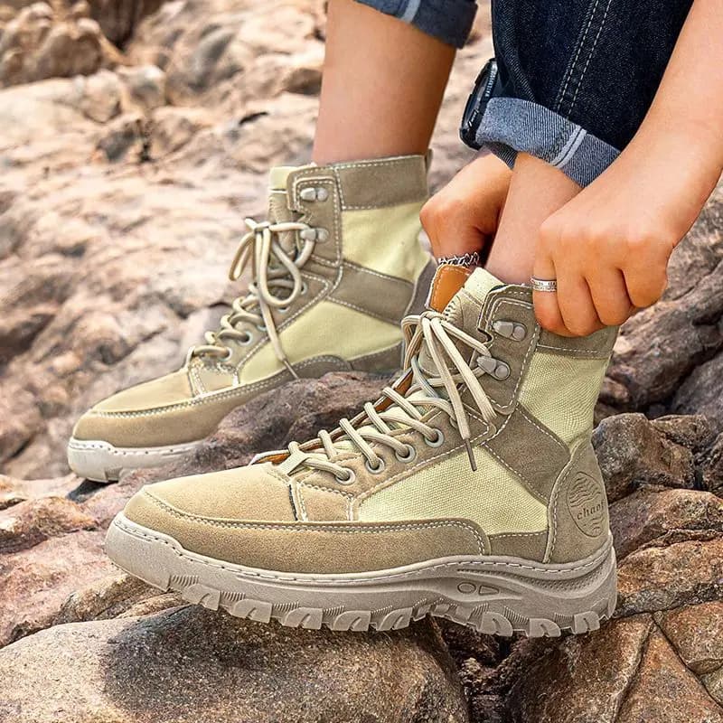 Primavera Autunno Escursionismo all'aperto Tela Lace Up Platform Stivali alti da uomo Vendita calda Nuove offerte originali Scarpe maschili antiscivolo