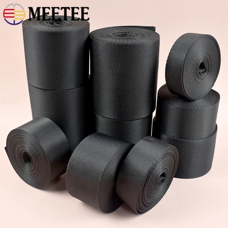 5M 10-100mm Cinghie di nylon nero per cintura sicura Sling Nastro Fascia Borsa a tracolla Cinghia Collare per cani Nastro Accessori per cucire fai da te