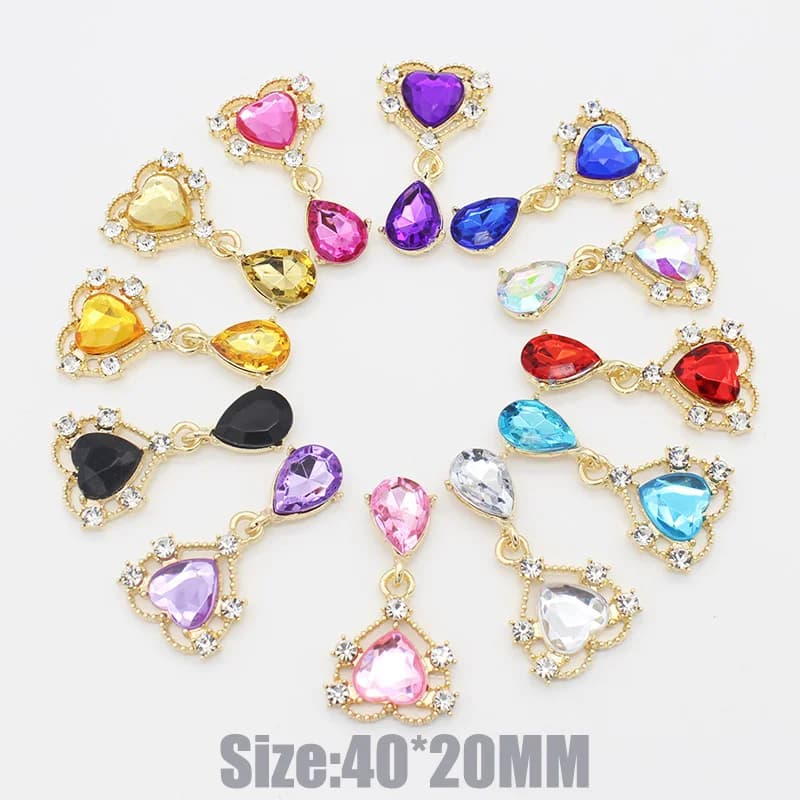 10 Pz 20*40mm NUOVO Cuore di Cristallo Strass Spilla Accessori FAI DA TE Carta di Invito a Nozze Bicchiere di Vino Confezione Regalo Decorazione Creativa