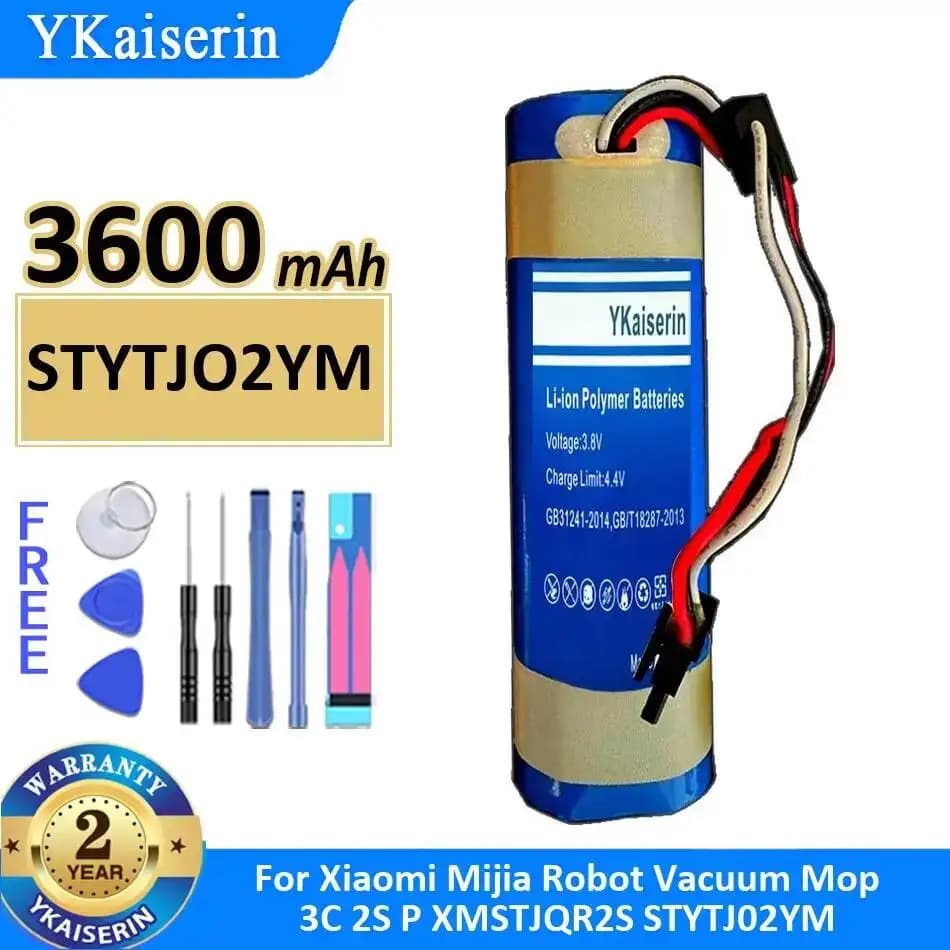 Batteria di ricambio premium STYTJO2YM da 3600mAh per robot aspirapolvere Xiaomi Mijia Mop 3C 2S P XMSTJQR2S STYTJ02YM