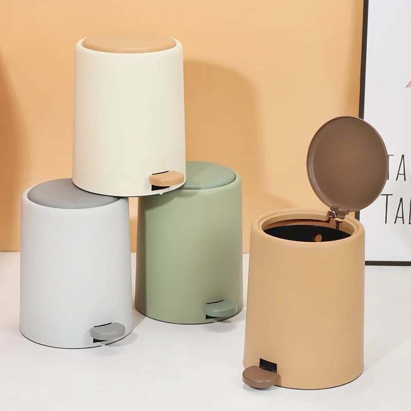 Cestino per rifiuti a pedale da 8L in plastica con coperchio, bidone per la raccolta differenziata, colore unico, fai da te, per cucina, soggiorno, bagno, articoli per la casa
