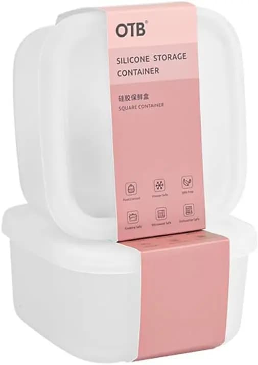 Set di 2 Contenitori per Alimenti in Silicone Trasparente, Ermetici, Senza BPA, Lavabili in Lavastoviglie e Adatti al Congelatore