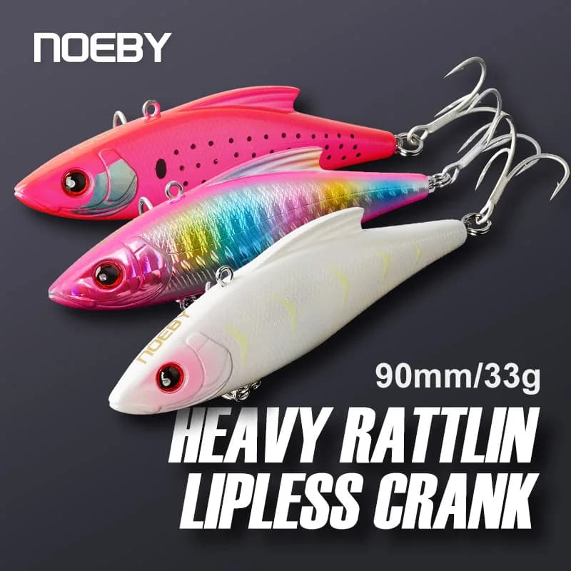 Noeby 3 pezzi 90mm 33g Vibrazioni affondanti Tattling e Vib Esche dure artificiali Sea Crankbaits Rattlins per esche da pesca invernali