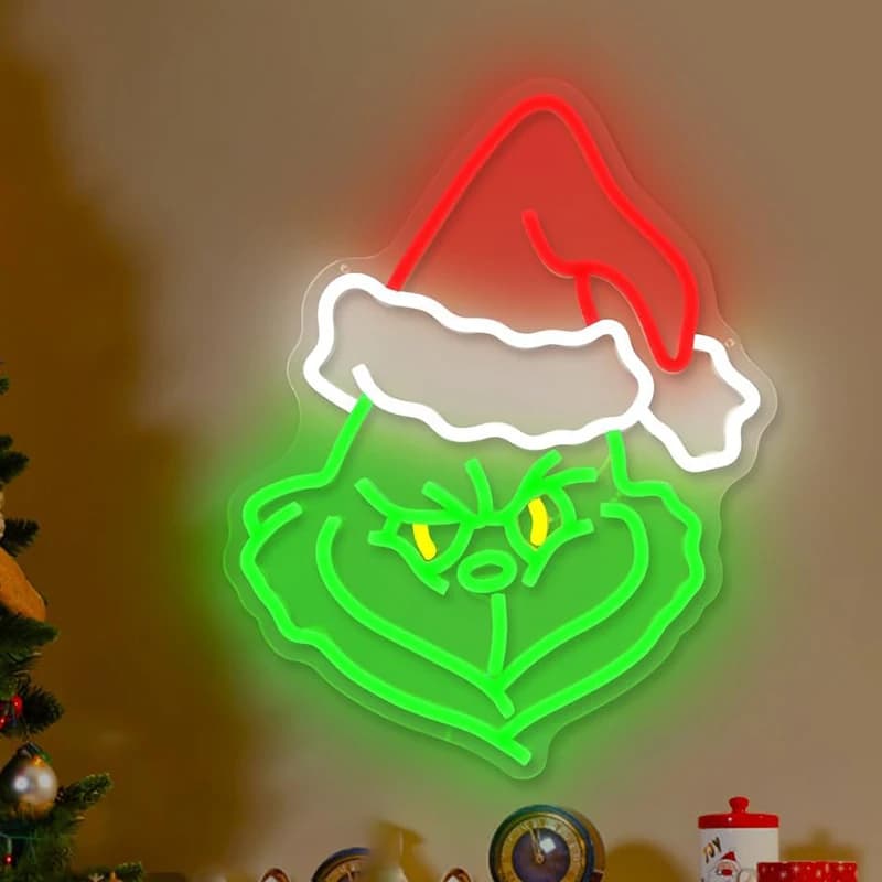 Insegna al neon di Natale Insegne a LED dimmerabili per cartoni animati per insegne luminose da parete per feste in casa Decorazione da parete al neon Regalo di Natale 5/12V