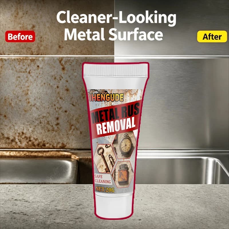 Metal Rust Removal and Anti-Rust Paste - Powerful Anti-Corrosion Peroxide Formula, Fast-Acting Suitable for Various Metal Products Such as Refrigerators, Sinks, Scissors, Etc., It Provides Long-Lasting Rust Protection and Protects Surfaces.