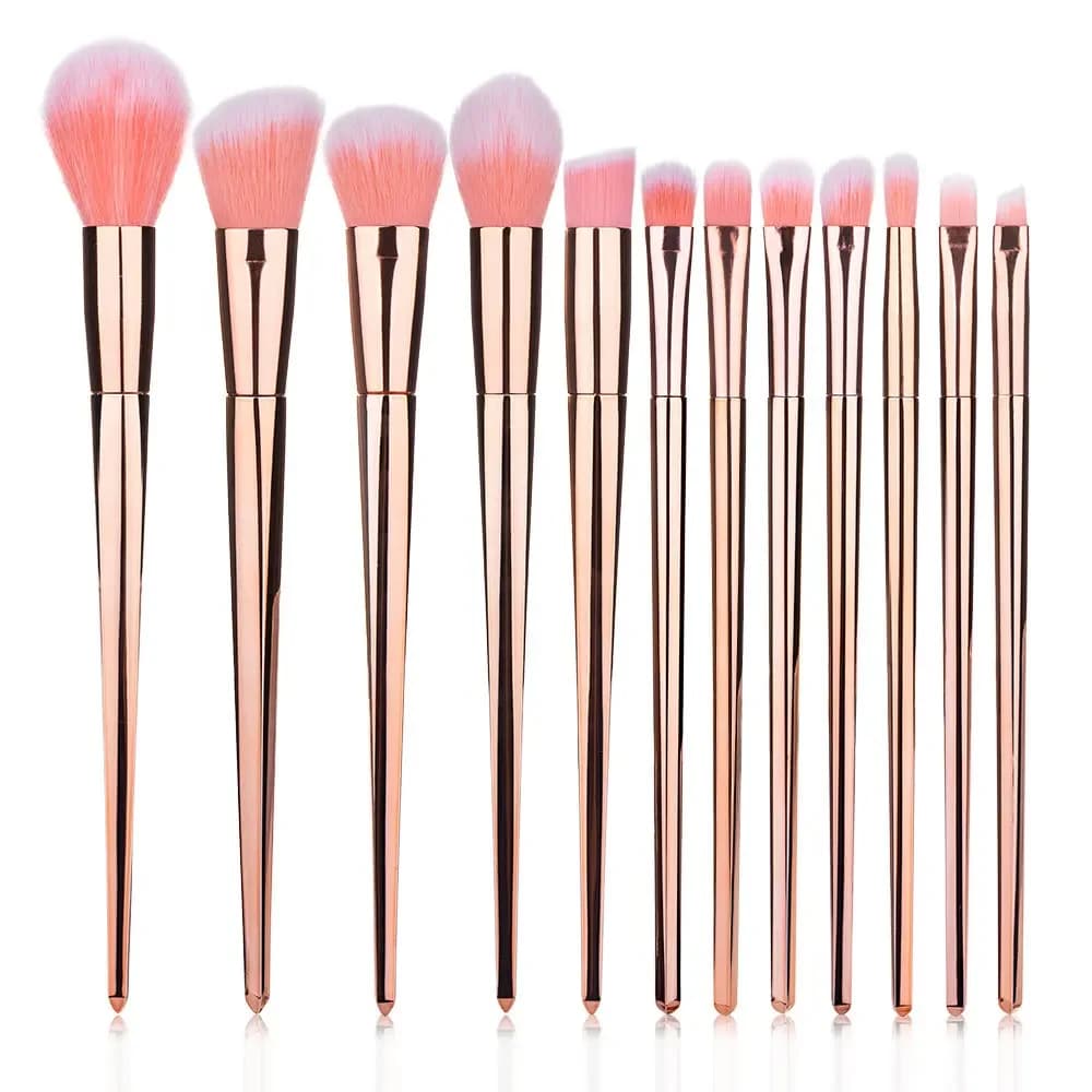 12 pcs/set Makeup Brush Set With Rose Gold Hand Lever Eyebrow Brush Eyebrow Brush Beauty Makeup Tool For Makeup