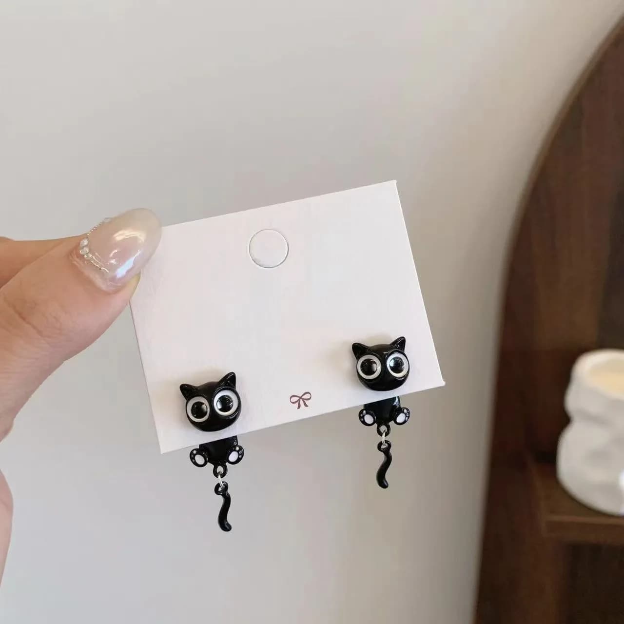 Black kitten stud earrings, sweet and cute design earrings, niche personality creative fashion earrings