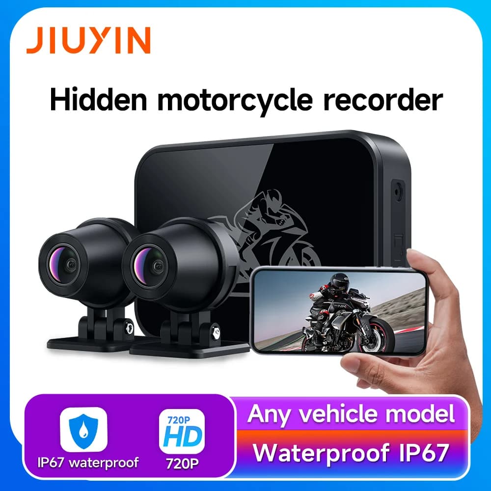 JIUYIN Smart Connect Action Camera Front Recorder and Rearview Moto Dual DVR WiFi Dash Cam for Waterproof Motorcycle