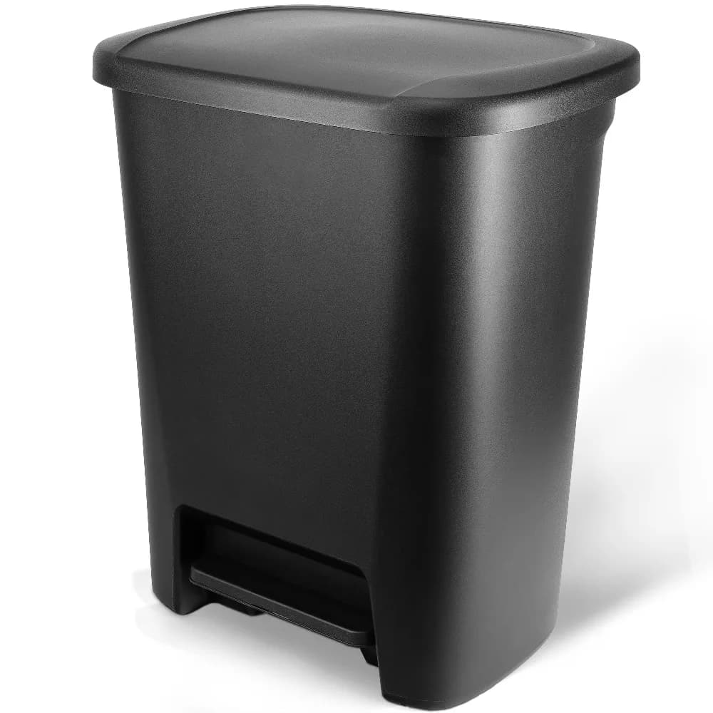 Cestino per Rifiuti da Cucina con Pedale da 20,4 Galloni, Coperchio a Pedale, in Plastica Nera, Controllo Odori, Contenitore per Spazzatura Resistente per Casa e Ufficio