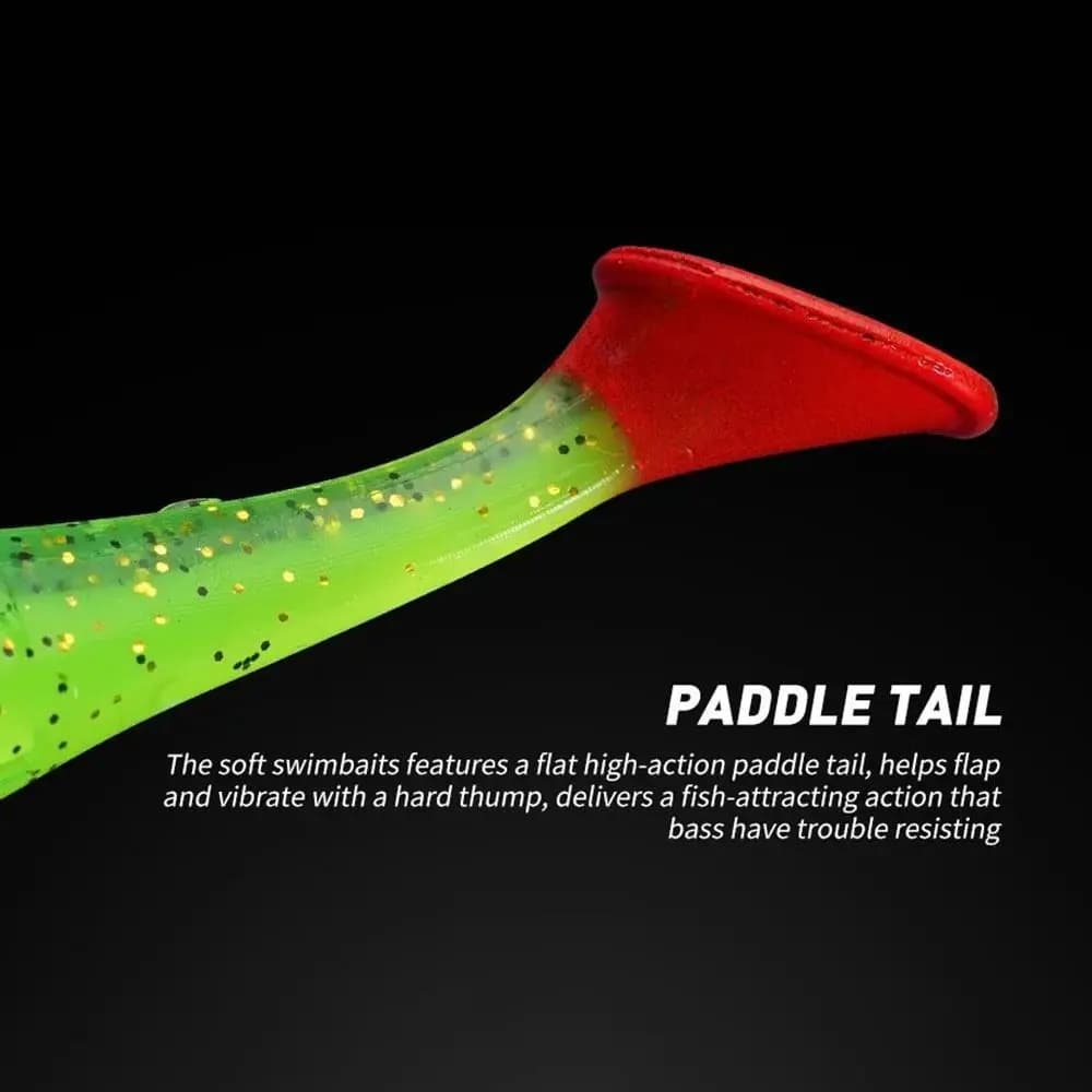 7Pcs New T-Tail Soft Swimbait Floating TPR Paddle Fishing Lure High Elasticity 8cm 5.1g Fishing Baits
