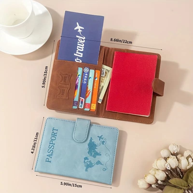 Porta Passaporto Multifunzione con Protezione RFID in Pelle PU Premium, Portafoglio Casual con Stampa a Motivi per Vacanze, Porta Carte