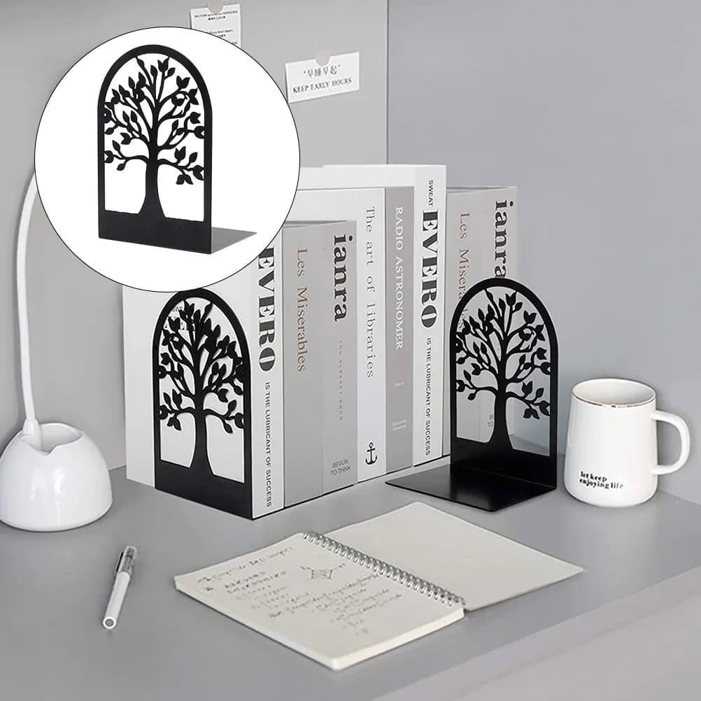 6 Pezzi Fermalibri in Ferro dal Design Moderno e Semplice, Supporti Versatili per Libri, Riviste, Documenti, Organizzatore da Scrivania, Regalo