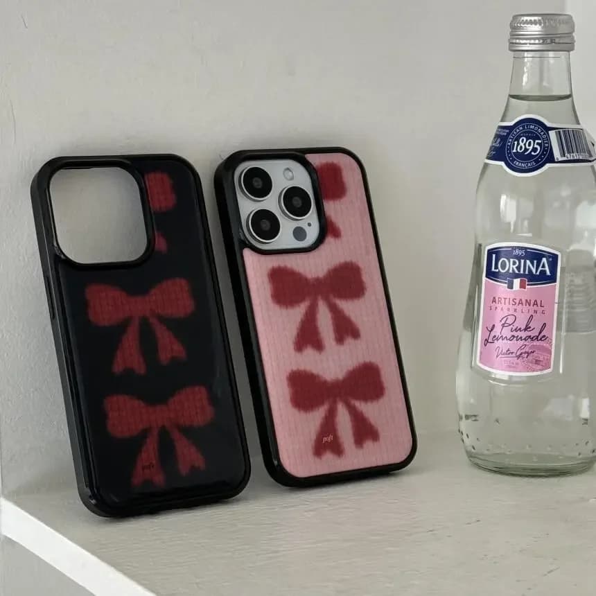 Phone case with glossy surface with full-screen red bow for iPhone 17 AIR 16 15 14 13 12 11 Pro MAX Plus Y2K Shock Cover