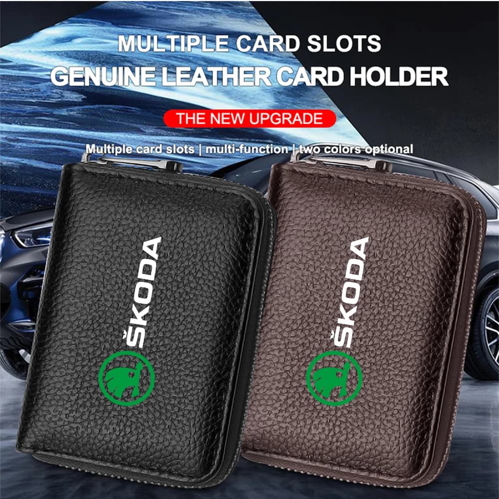 1PC Car Styling Driving Document Credit Card Storage Bag Holder Driver License Case Accessories For Skoda Octavia VII S VRS Yeti
