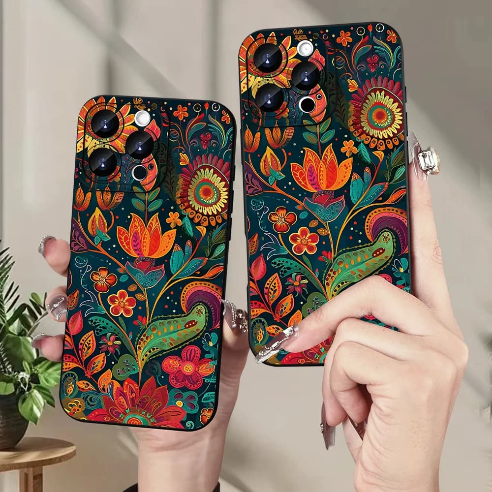 Custodia Protettiva in Silicone Antiurto con Motivo Floreale Creativo per iPhone 17 16 15 11 12 14 13 Pro Max Mini X XR 7 Plus 17E