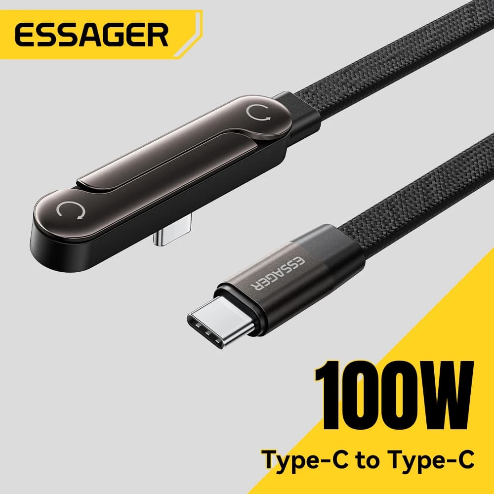 Essager Cavo di tipo C da 100 W Cavo di supporto per telefono pieghevole a ricarica rapida Cavo di ricarica multiplo a ricarica rapida con cavo pieghevole USB C