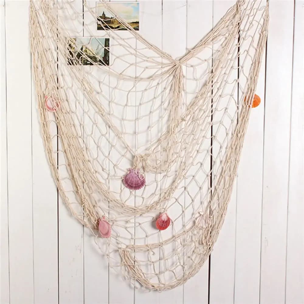 Decorazioni da Parete a Tema Oceano, Ornamenti con Conchiglie, Rete da Pesca Decorativa, Arredo Casa in Stile Mediterraneo
