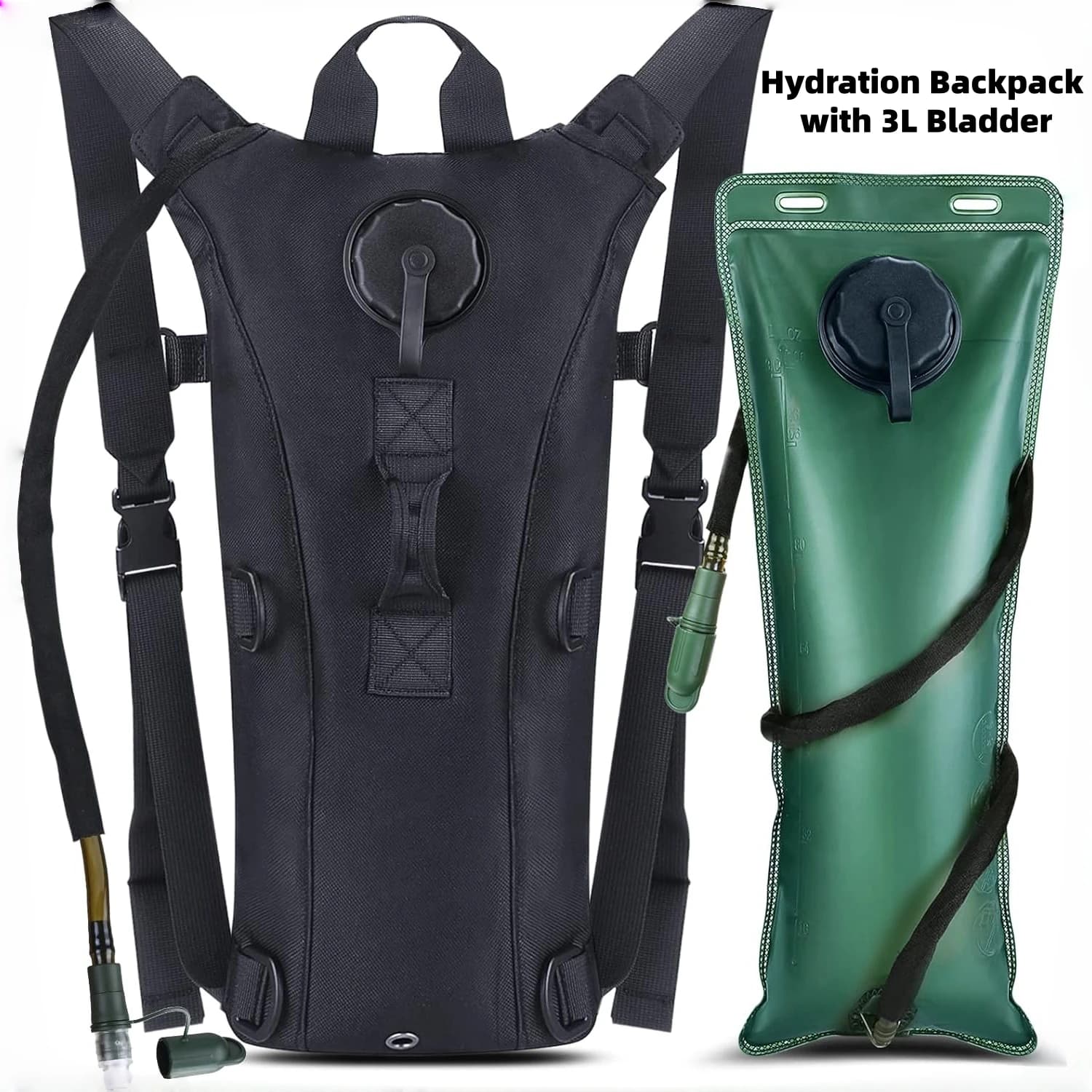 Zaino per idratazione con vescica da 3 litri, borsa per acqua tattica per sport all'aria aperta EVA per escursionismo, ciclismo, corsa, arrampicata