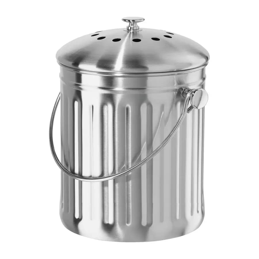 Contenitore per compost da appoggio con coperchio Contenitore per compost da interno da 1 gallone con filtro a carbone, contenitore per compost in acciaio inossidabile, cucina ideale C