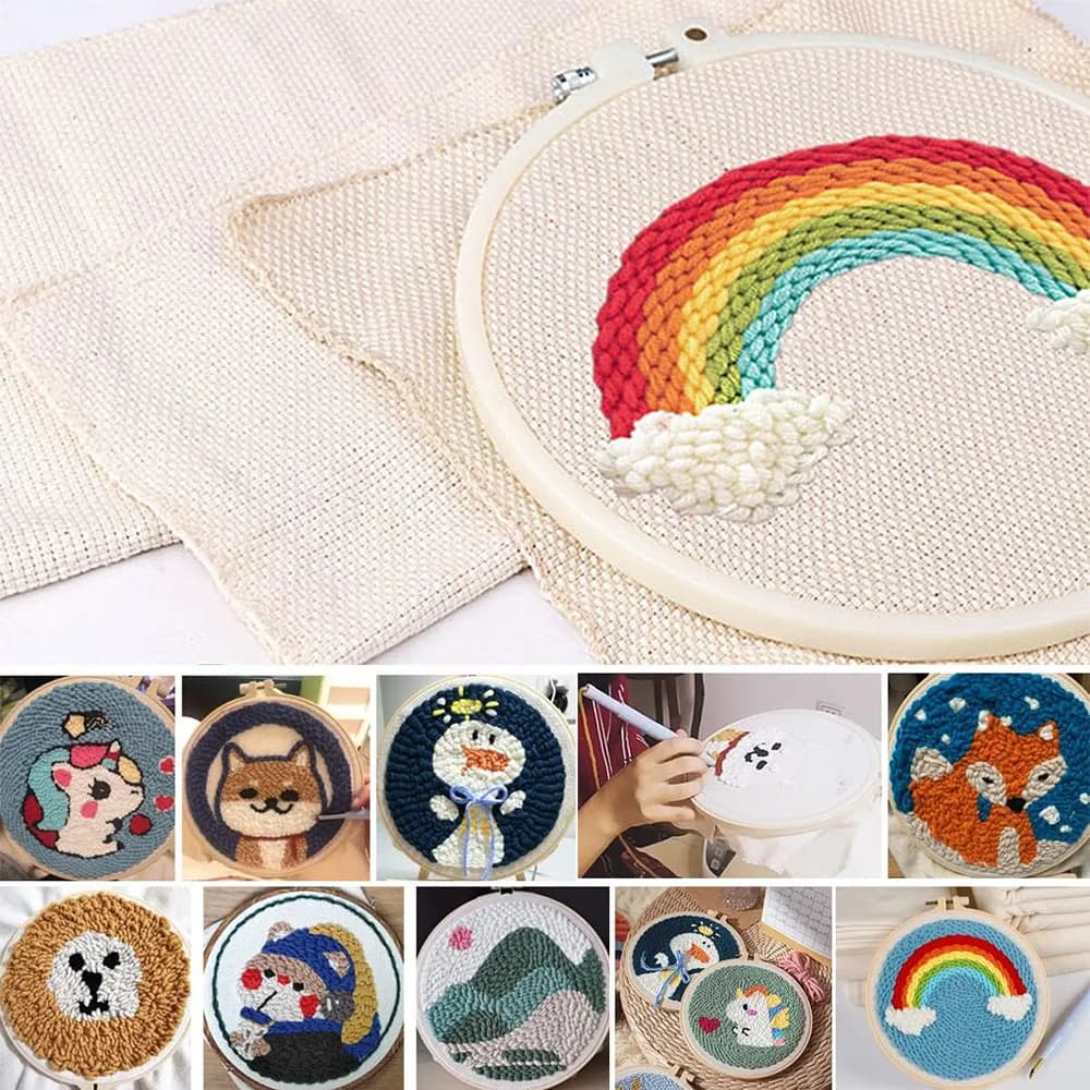 Thick Monks Punch Needle Cloth Linen Base Fabric for DIY Wall Hanging Art Embroidery Rug Home Decor Craft Projects Multi-size