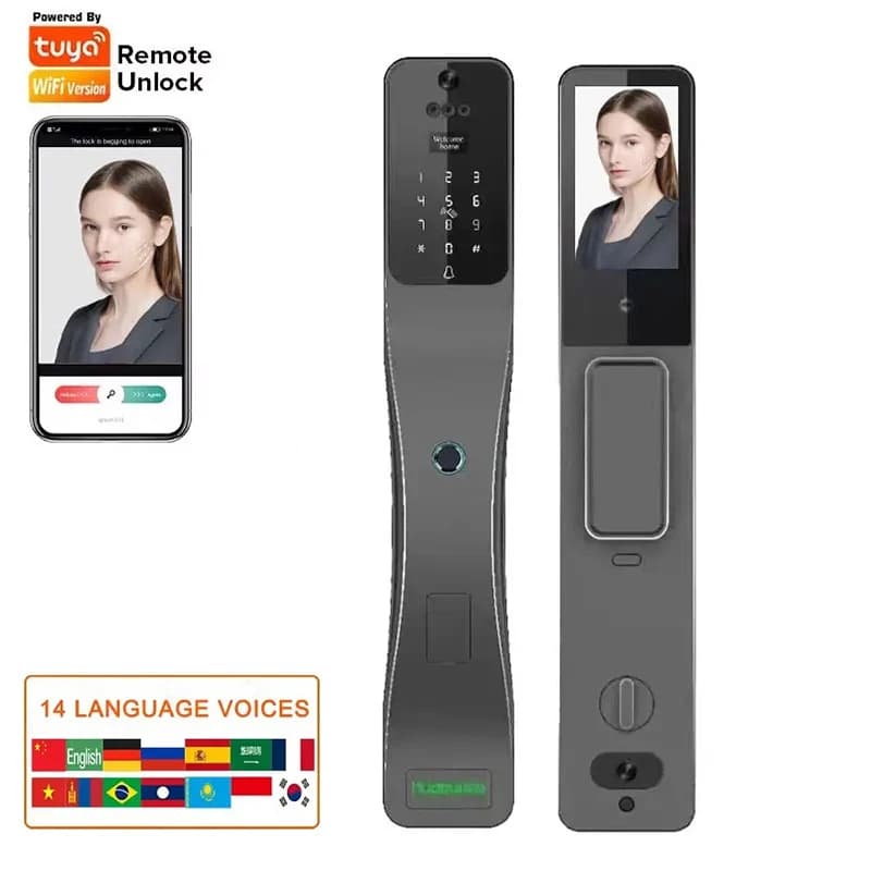Smart Lock with Real-Time Video Intercom Security - Electronic Magnetic Fingerprint Digital Door Compatible with Wifi Tuya