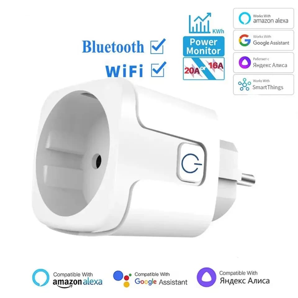 Intelligent Tuya EU16A/20A with Energy Monitoring, Remote Control via Smart Life App, Compatible with Google Assistant and Alexa