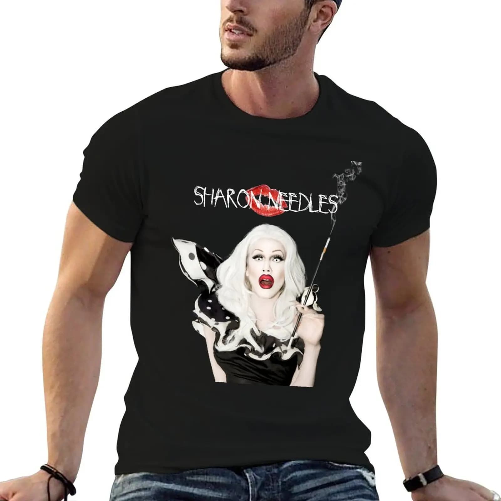 T-shirt Sharon Needles, magliette divertenti, magliette con umorismo scuro per uomo, magliette slim fit per uomo, t-shirt in cotone