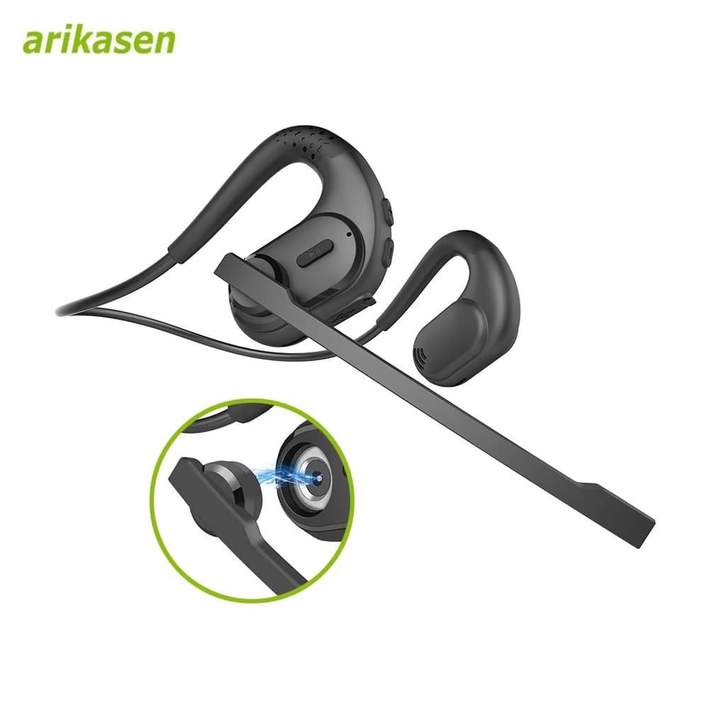 Cuffie auricolari aperte con microfono, auricolare Bluetooth con microfono con cancellazione del rumore AI Cuffie a conduzione aerea Bluetooth 5.4