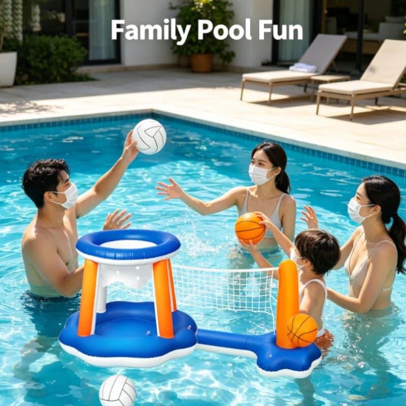 Inflatable water volleyball rack, swimming pool interactive play throwing basketball rack Inflatable, fast and portable