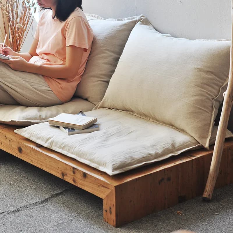Floor Cushion Linen Meditation Pillow Japanese Style Tatami Mat Thick Padded Seat Pad for Zen Yoga Sofa Window Seat Bedroom
