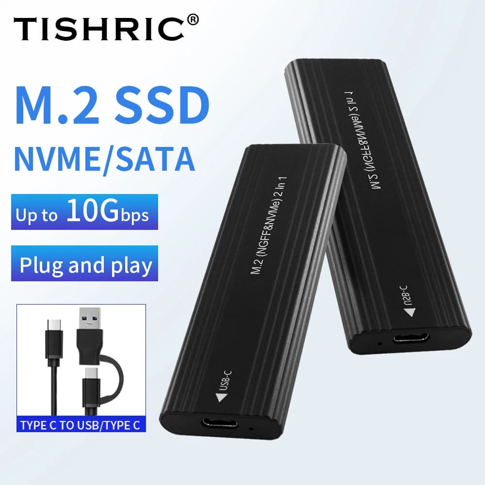 Custodia esterna SSD TISHRIC NVME NVME NGFF doppio protocollo compatibile con SSD 2230/2242/2260/2280 M.2 a stato solido