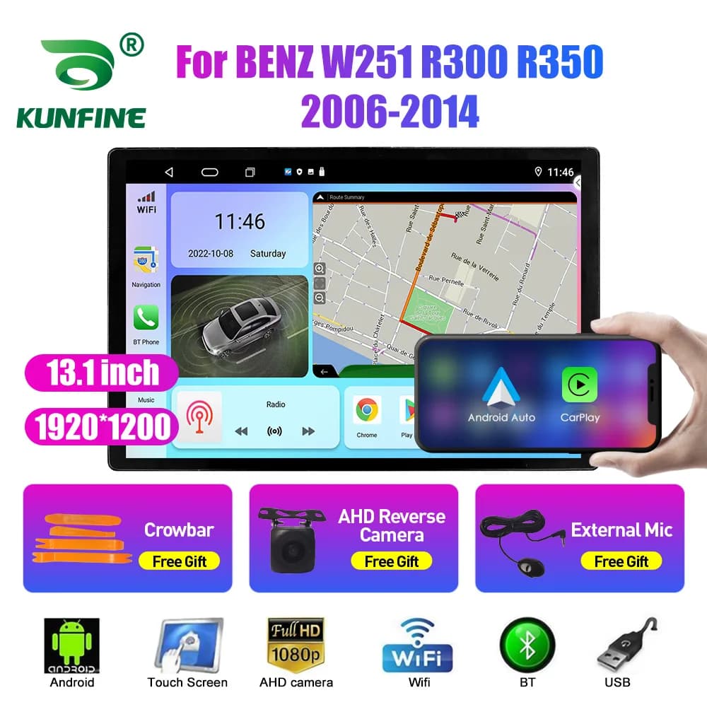 Autoradio da 13.1 pollici Per BENZ W251 R300 R350 2006-14 Auto DVD di Navigazione GPS Stereo Carplay 2 Din Multimediale Centrale Android Auto
