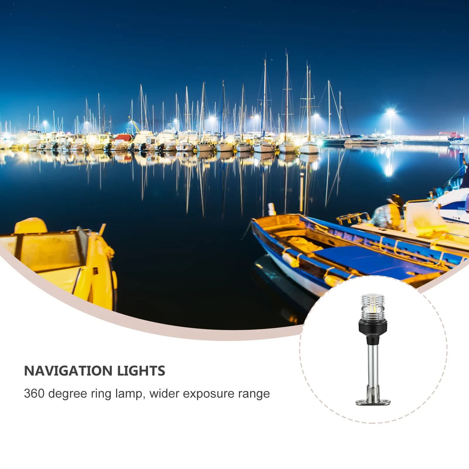 8 Inch All Round LED Boat Navigation Anchor Light IP66 Waterproof 2 Nautical Mile Visibility Yacht Pontoon