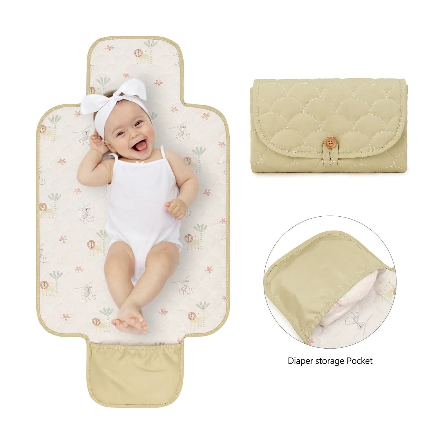 Fasciatoio portatile per pannolini per bambini Tappetino per orinatoio impermeabile per bambini Cuscino per sedile per passeggino da viaggio all'aperto Ins Moda floreale