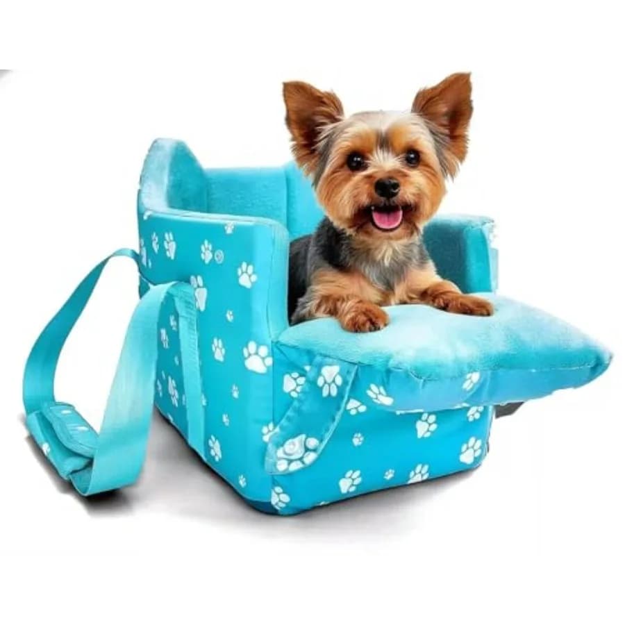 Sedile Auto per Cani da Posizionare Sotto la Console Centrale, per Cani Piccoli Sotto i 7 kg, Sedile Rialzato Rimovibile e Lavabile, Letto da Viaggio per Animali Domestici con Tasche Portaoggetti