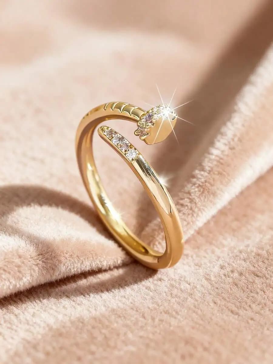 Anello regolabile a forma di serpente con pietra di zirconia per gioielli unisex, idea regalo.