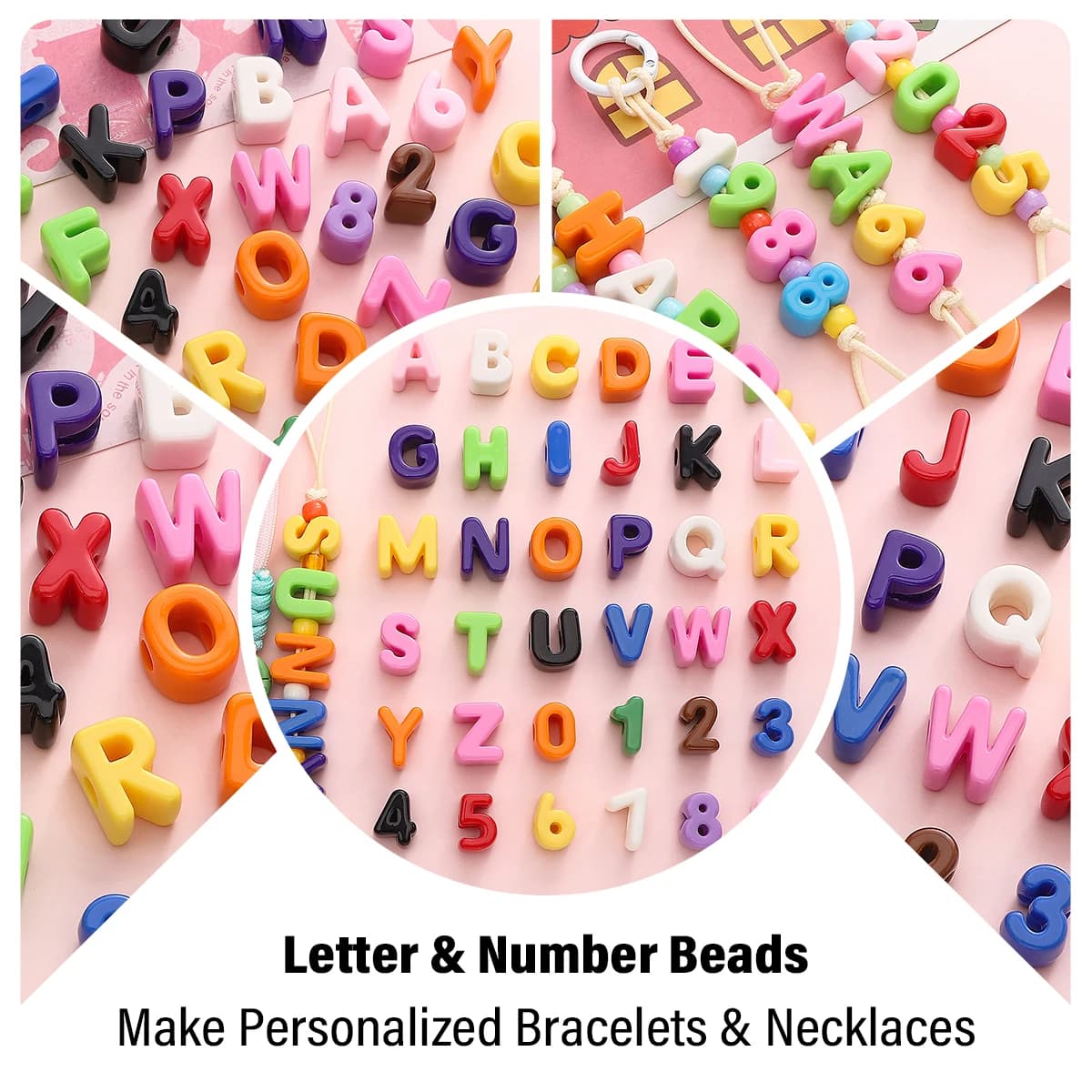 Perline con lettere in acrilico 10 pezzi/borsa e perline con numeri 5 pezzi/borsa per la creazione di collane e braccialetti personalizzati fai-da-te
