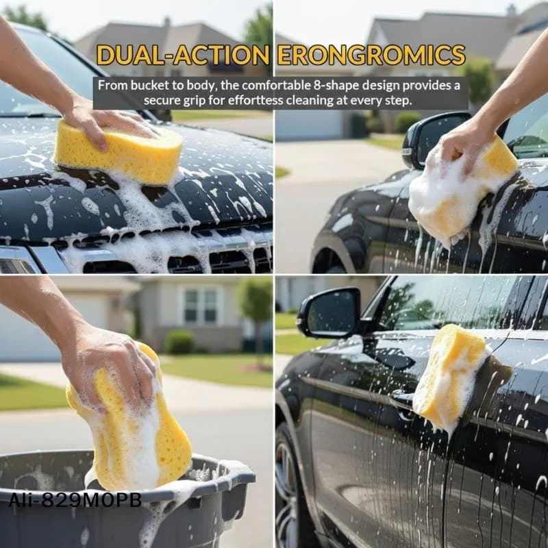 【P】1 spugna per lavaggio auto, accessori per la pulizia di auto e moto, spugna di grandi dimensioni con delicata spazzola in schiuma, forte potere detergente