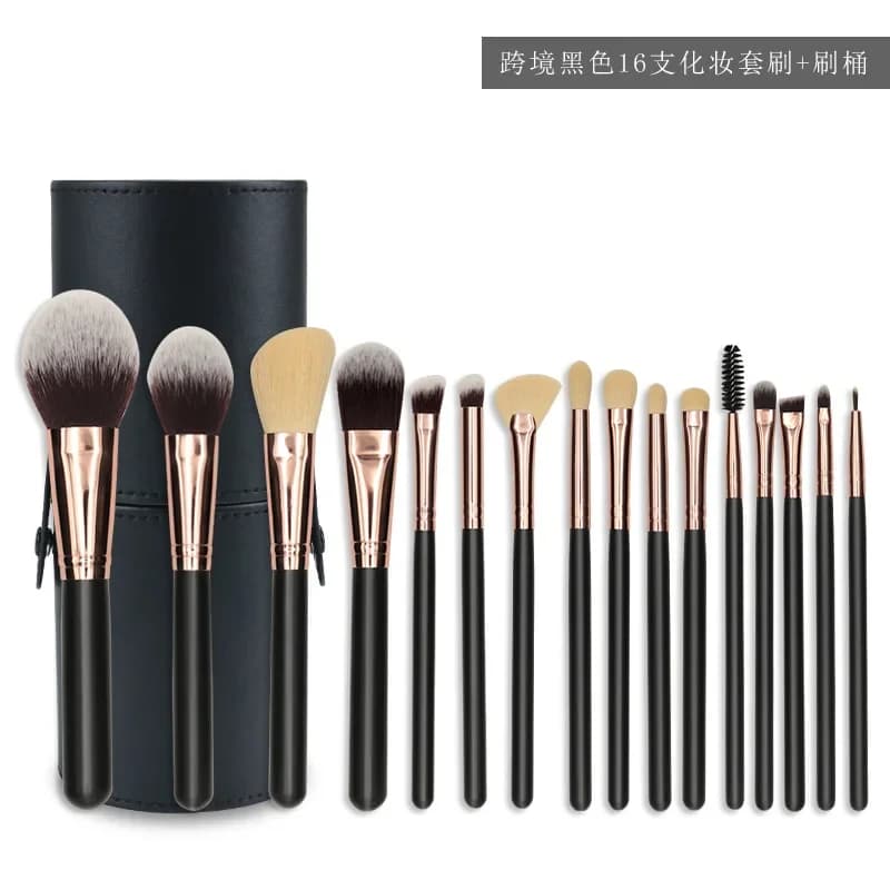 16-piece makeup brush set Professional makeup brush for eye shadow, foundation powder, eyeliner, eyelashes, lips, with cylinder