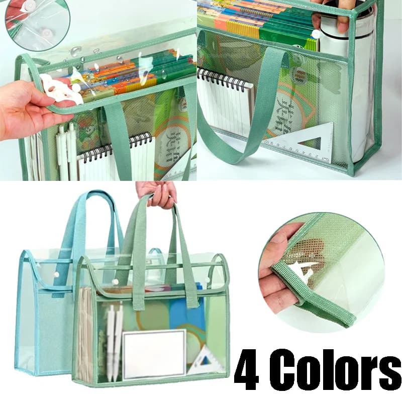 Organizzatore di Documenti A4 Trasparente Impermeabile, Cartella con Chiusura a Scatto in PVC, Design Spazioso per Gestione Cancelleria da Ufficio
