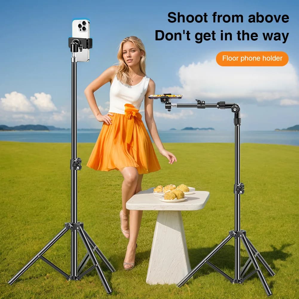 Phone Tripod Adjustable Horizontal Overhead Tripod Cell Phone Tripod Stand Robotic Arm Phone Holder for Recording Live Stream