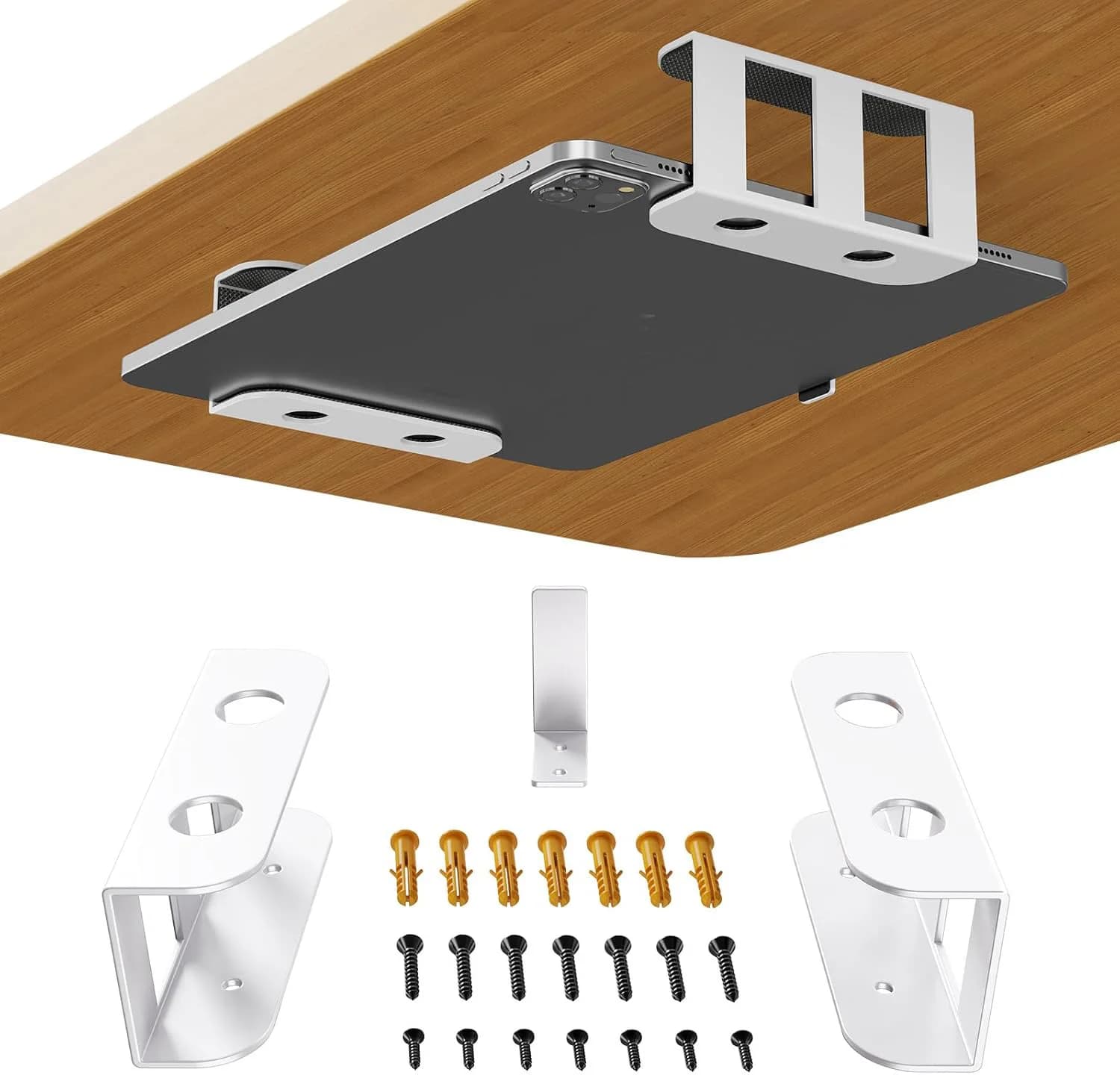 Under Table Laptop Storage Mount Metal Thickness 1.37" for MacBook No Trace Widened Design Protection Tray For Various Tables