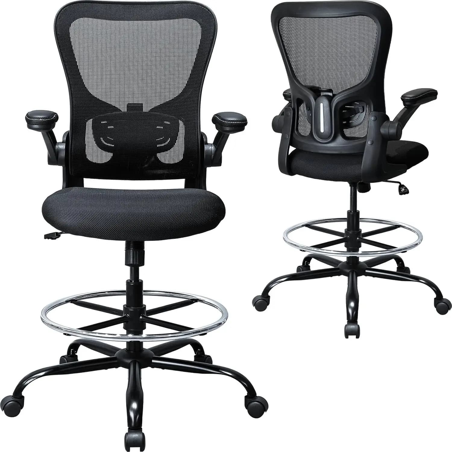 Sedia Ergonomica da Disegno per Scrivanie Regolabili in Altezza, con Supporto Lombare e Poggiapiedi