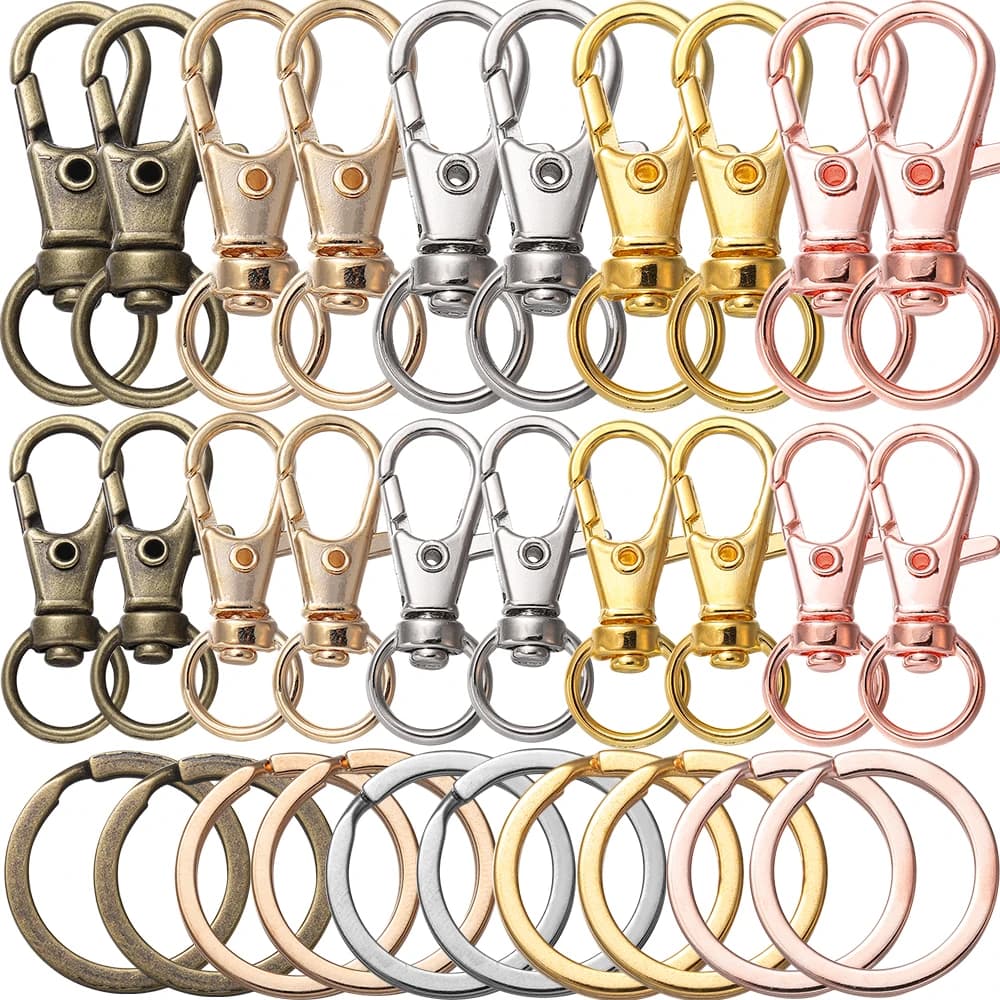 20 pezzi di chiusure girevoli set moschettoni per cordino con anelli portachiavi ganci per clip portachiavi per forniture per catene di braccialetti per collane fai da te