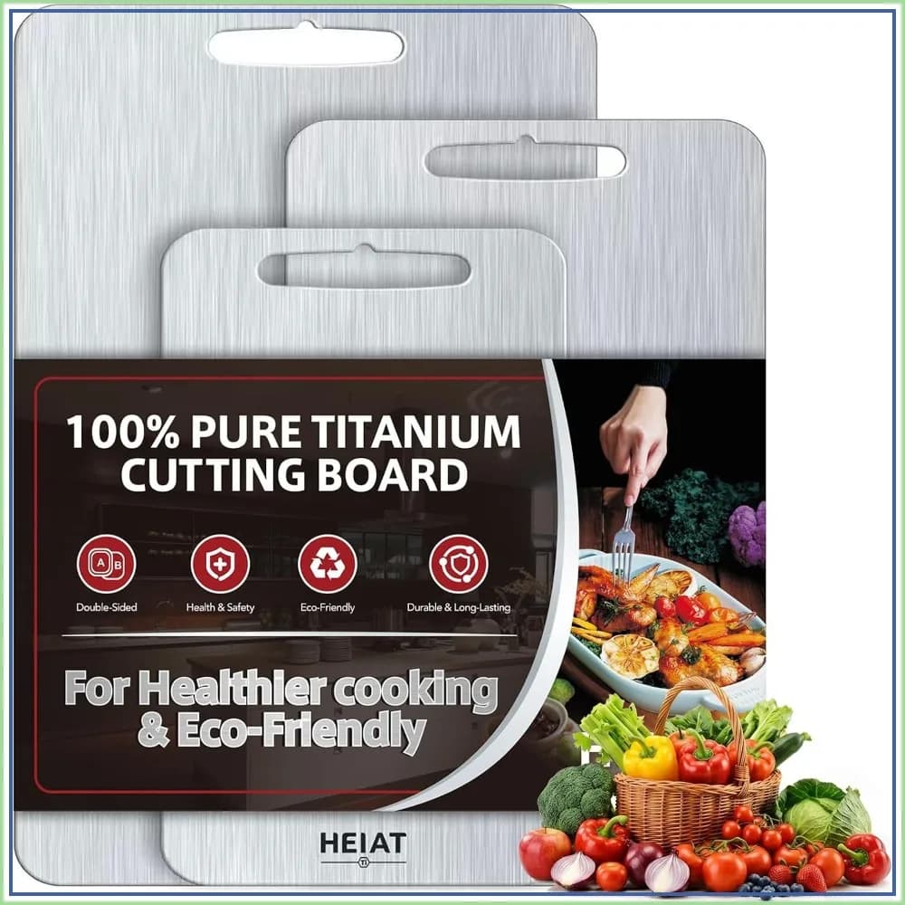 3-Piece Titanium Cutting Board Set, Pure Titanium, Double-Sided, Dishwasher Safe, Non-Toxic, M+L+XL