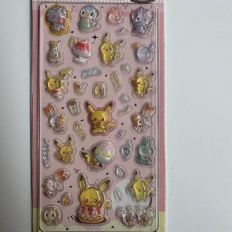 1/4 Pezzi Adesivi Pokémon 3D in Cristallo Kawaii, Decorazioni Solide Fai-da-Te, Regalo Giocattolo Cartoon per Ragazze