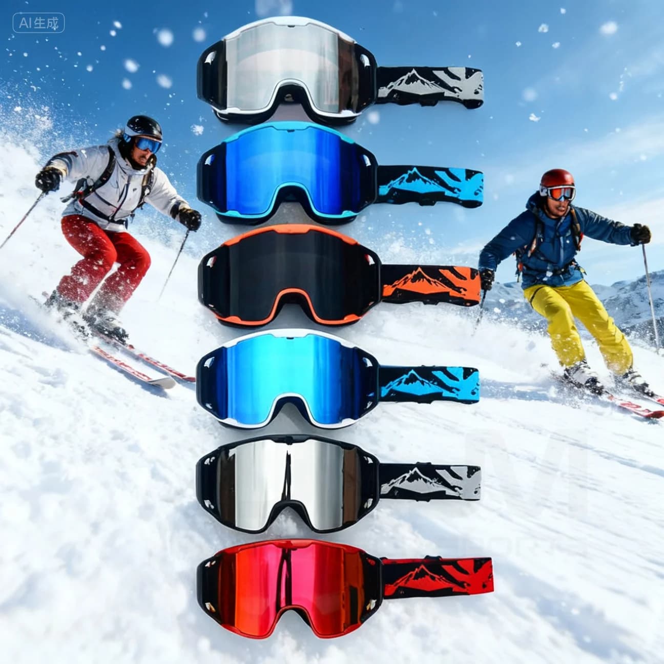 Nuovi occhiali da sci antiappannamento a doppio strato Set protezione UV400 Occhiali da snowboard Occhiali da motoslitta Sport all'aria aperta Googles Maschera da sci